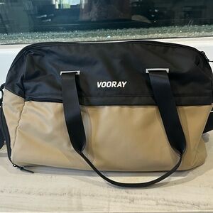 Vooray gym duffel bag. Tan/black. Medium sized.
